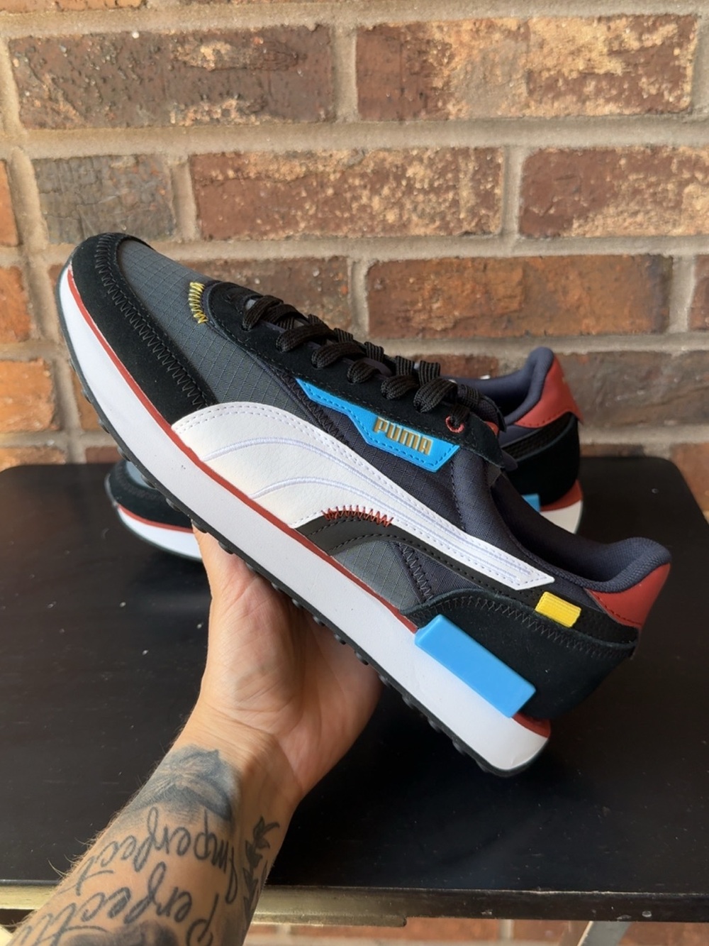 Puma Black, White & Blue Retro-Inspired Low-Top Sneaker BRAND NEW-NO BOX